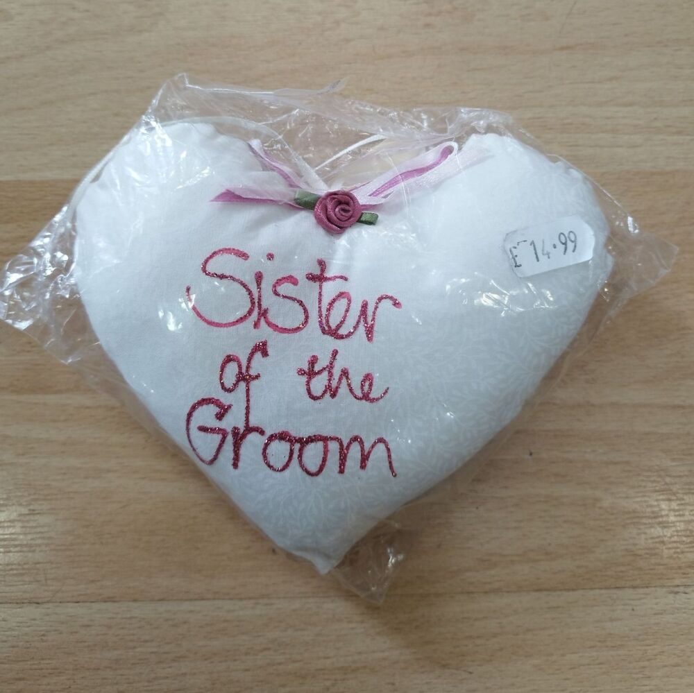 Sister of the Groom Heart Cushion