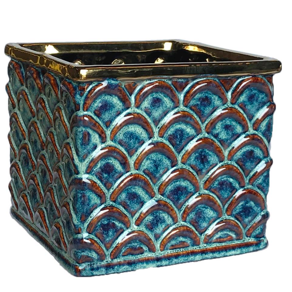 Metallic Blue Planter/ Vase