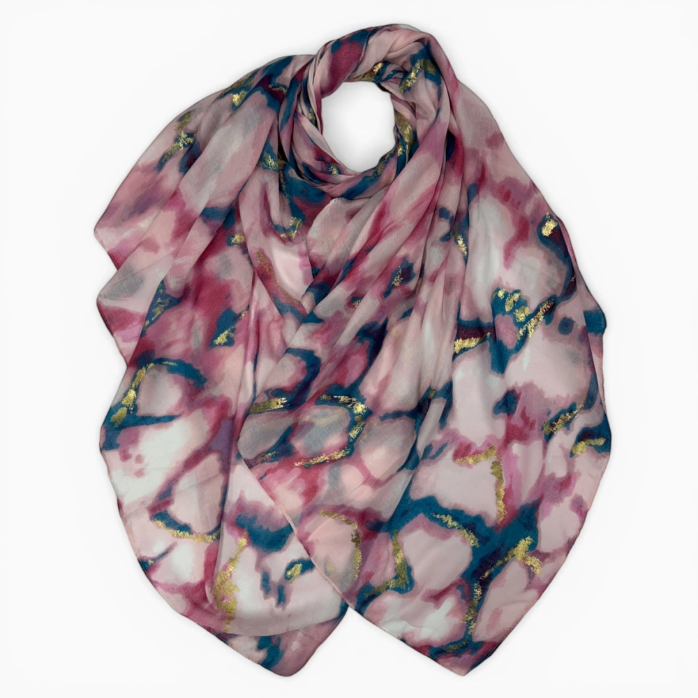 Abstract Marble Effect Scarf- Pink