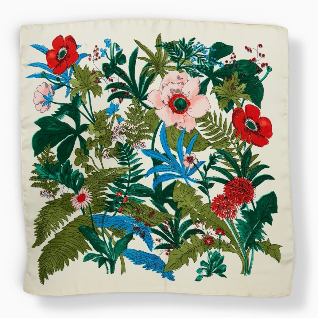 Wildflower Botanical Print Satin Square Scarf