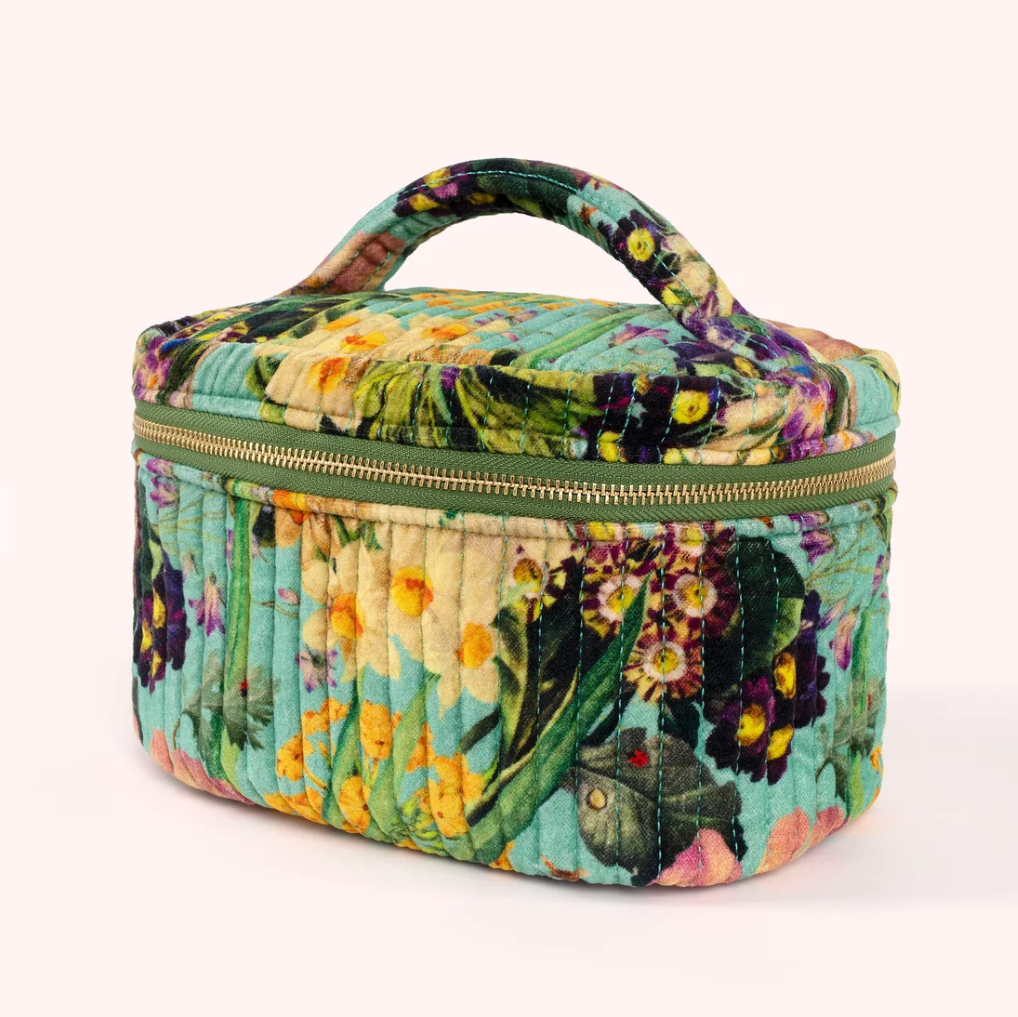 Quilted Cotton Velvet Vanity Case- Spring Flora