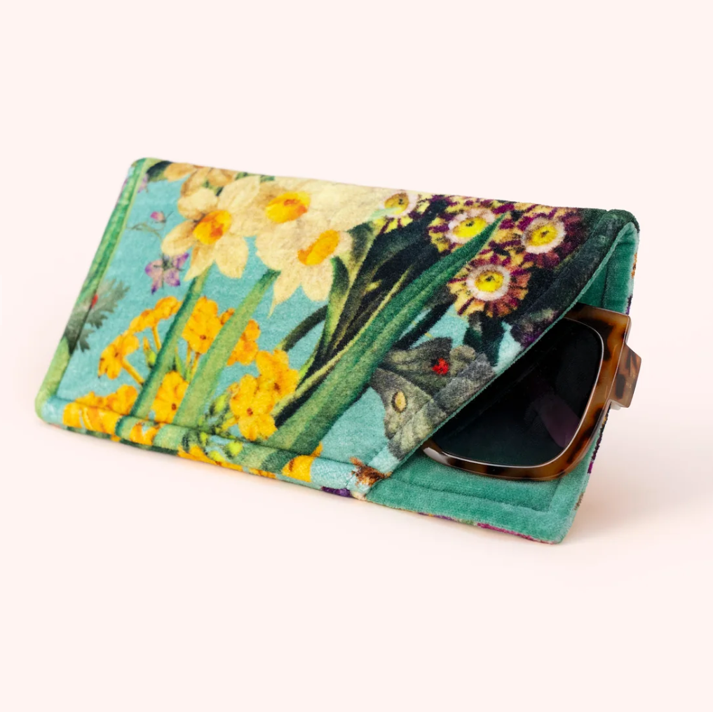 Cotton Velvet Sunglasses Pouch- Spring Flora