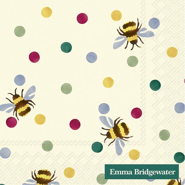 Bumble Bee and Polka Dot Cocktail Napkins- Emma B