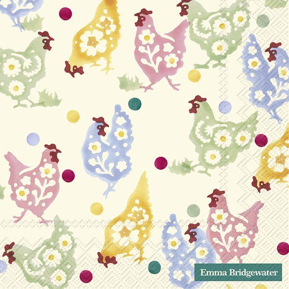 Spring Chickens Cream Napkins- Emma B