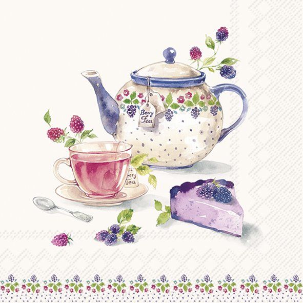 Berry Teatime Cream Napkins