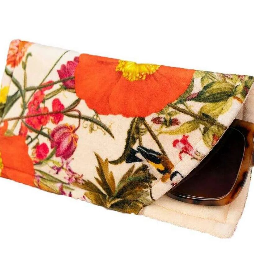 Cotton Velvet Sunglasses Pouch- Fine Flowers