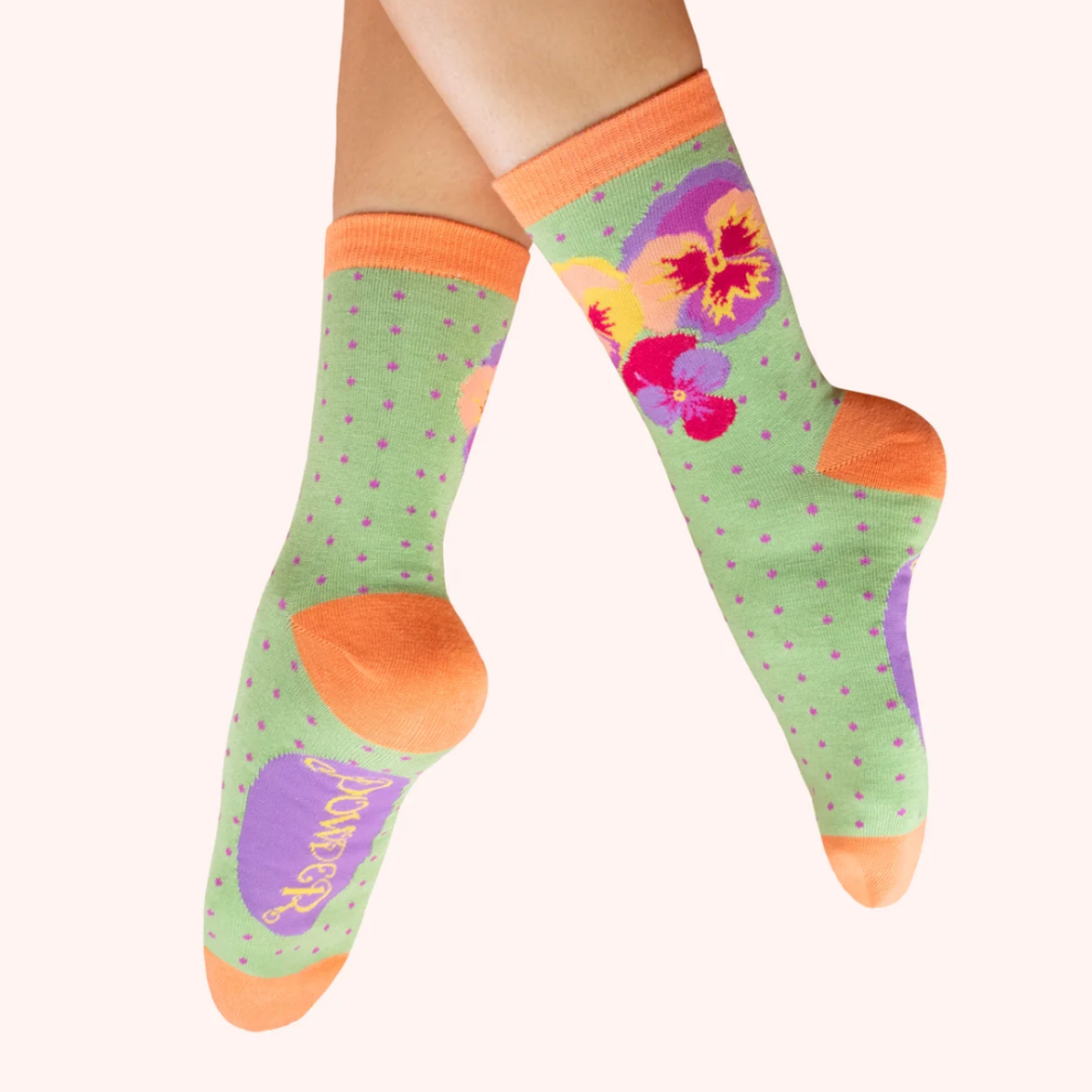 Spring Pansies Ankle Socks