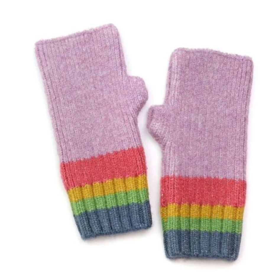 Lilac Stripe Edge Wrist Warmers