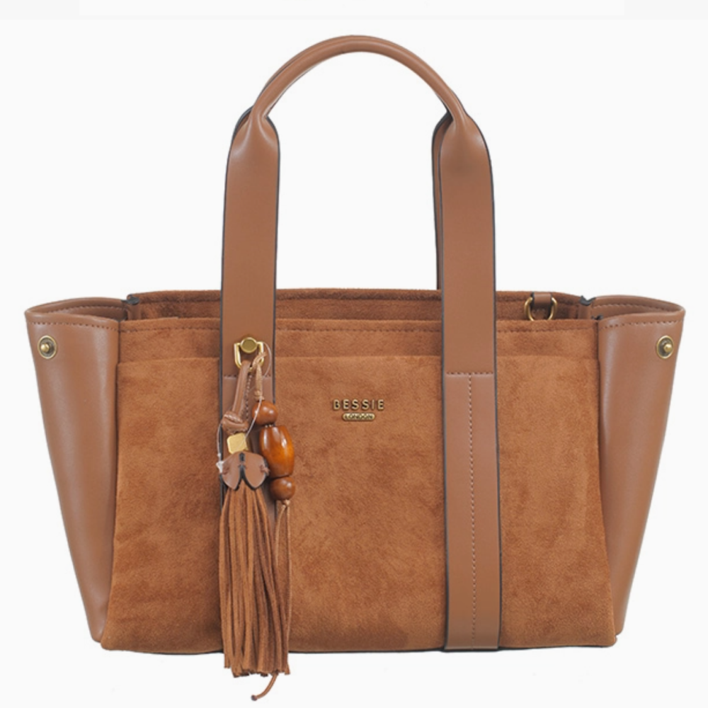 Funky Suede Tote Bag- Tan