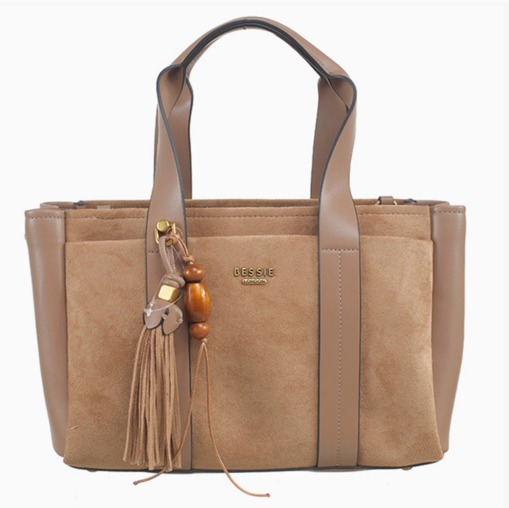 Funky Suede Tote Bag- Taupe