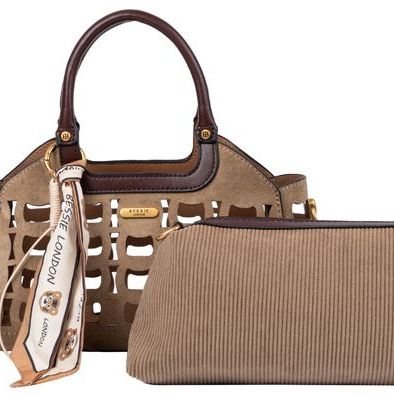 Mini Cutwork- 2 in 1 Tote Bag- Taupe