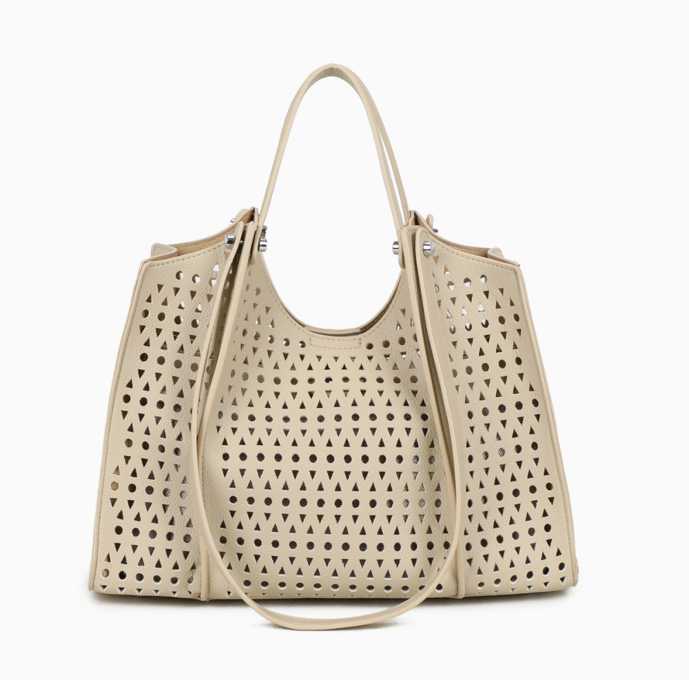 Large Perforated Tote Bag &ndash; Everyday Use- Beige