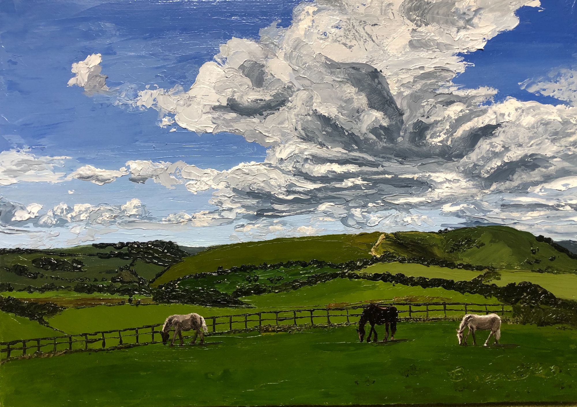 Grazing horses - Sussex Downs
