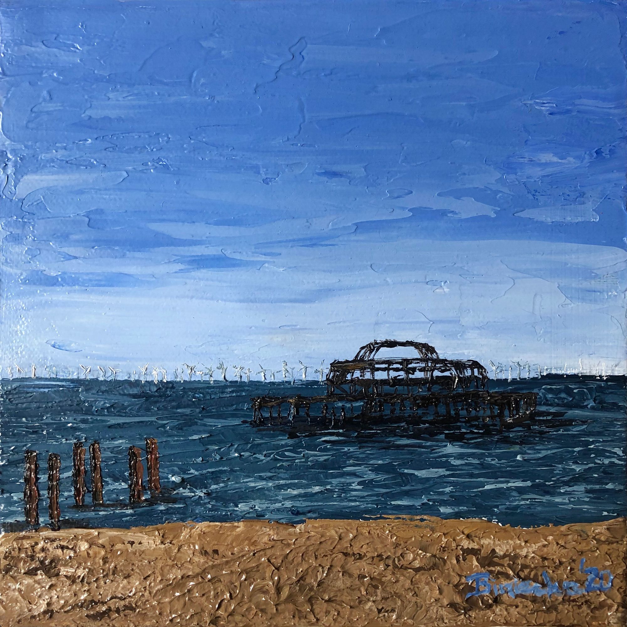 Seascape painting of the West Pier in Brighton