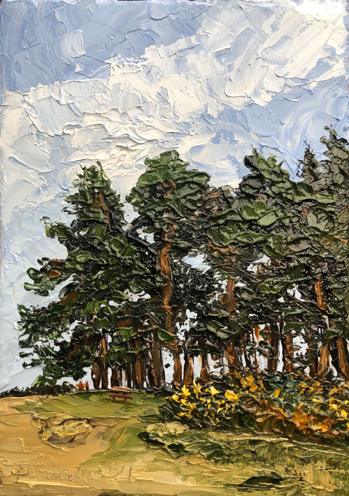 Painting of Camp Hill Clump in Ashdown Forest 