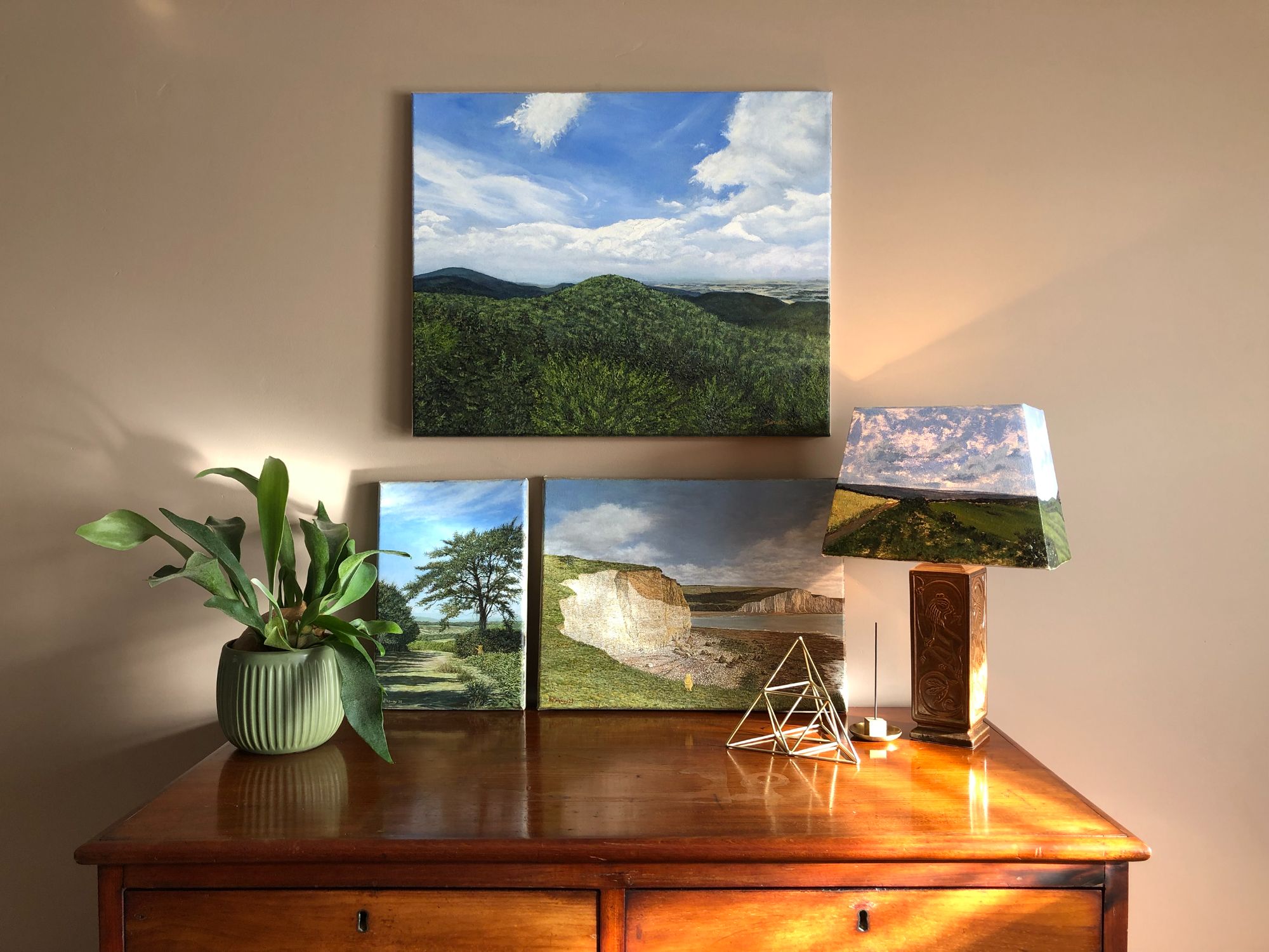 Cluster of landscape giclÃ©e prints of Sullington Hills