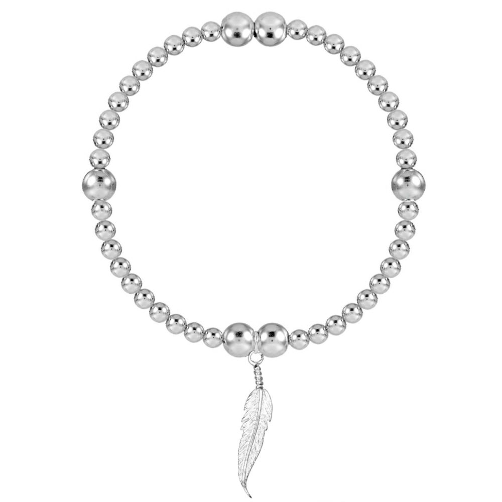 Angel Protection Silver Bead Stretch Bracelet