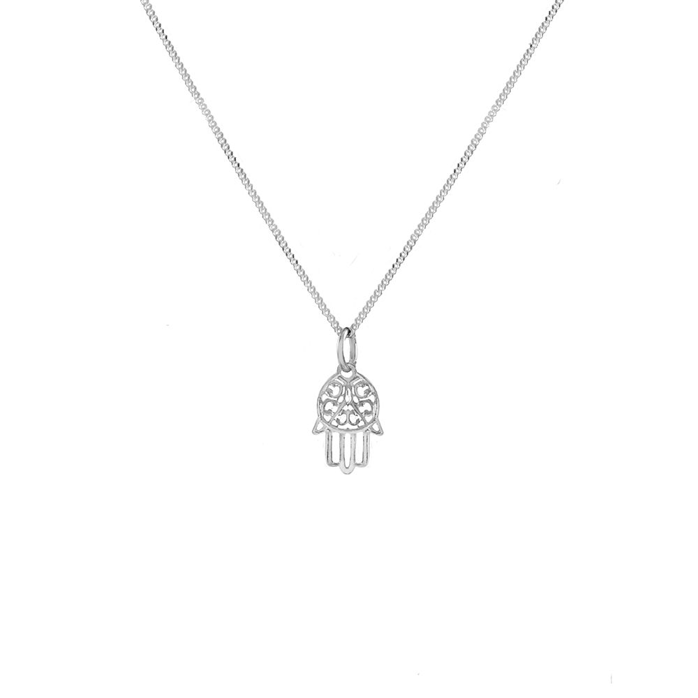 I AM Safe and Lucky Hamsa Silver Necklace
