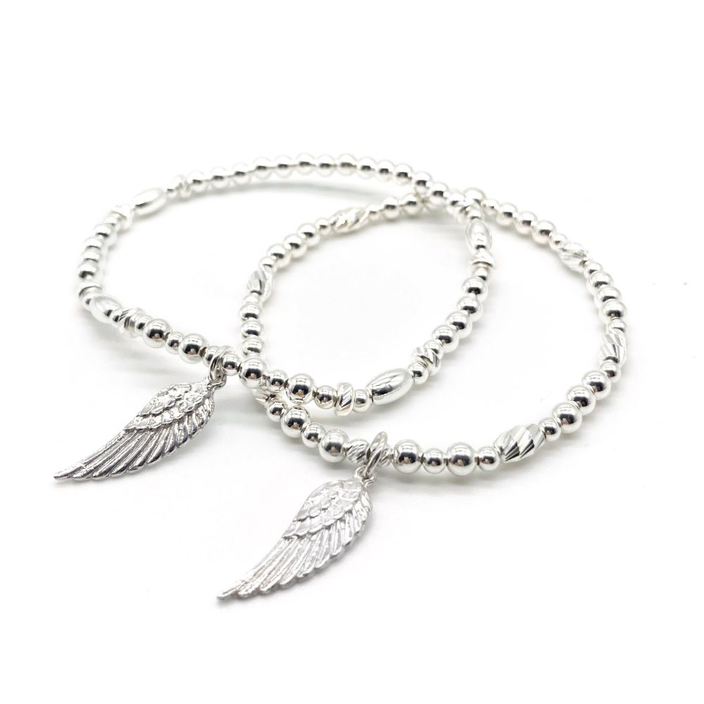 Angel By My Side  Silver Boho Bracelet