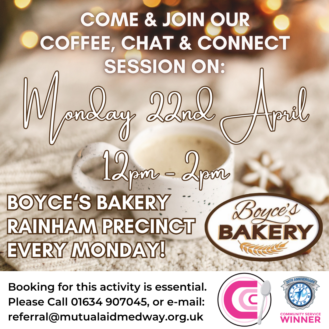 Join MARR for our regular Coffee, Chat & Connect session every Monday at Boyce's Bakery in Rainham Kent