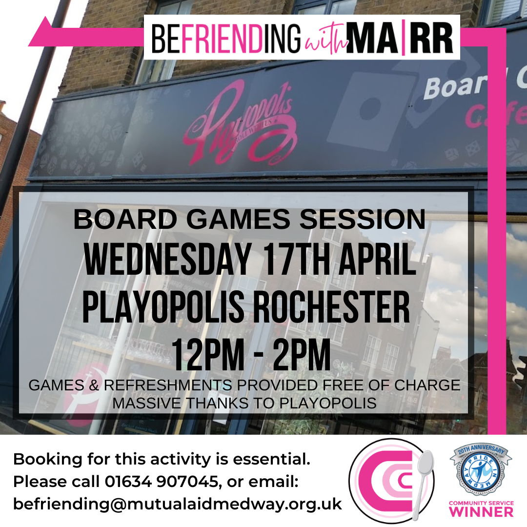 Join MARR for our regular monthly Board Games session in Rochester Kent