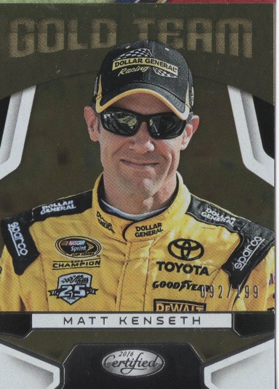 2016 Panini Certified Racing MATT KENSETH Gold Team /199 #GT17