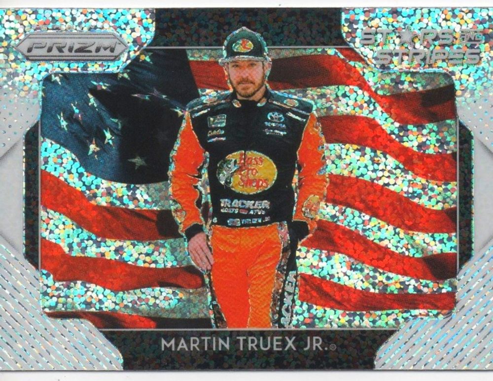 2019 Panini Prizm Racing MARTIN TRUEX JR Stars & Stripes Insert - White Spa