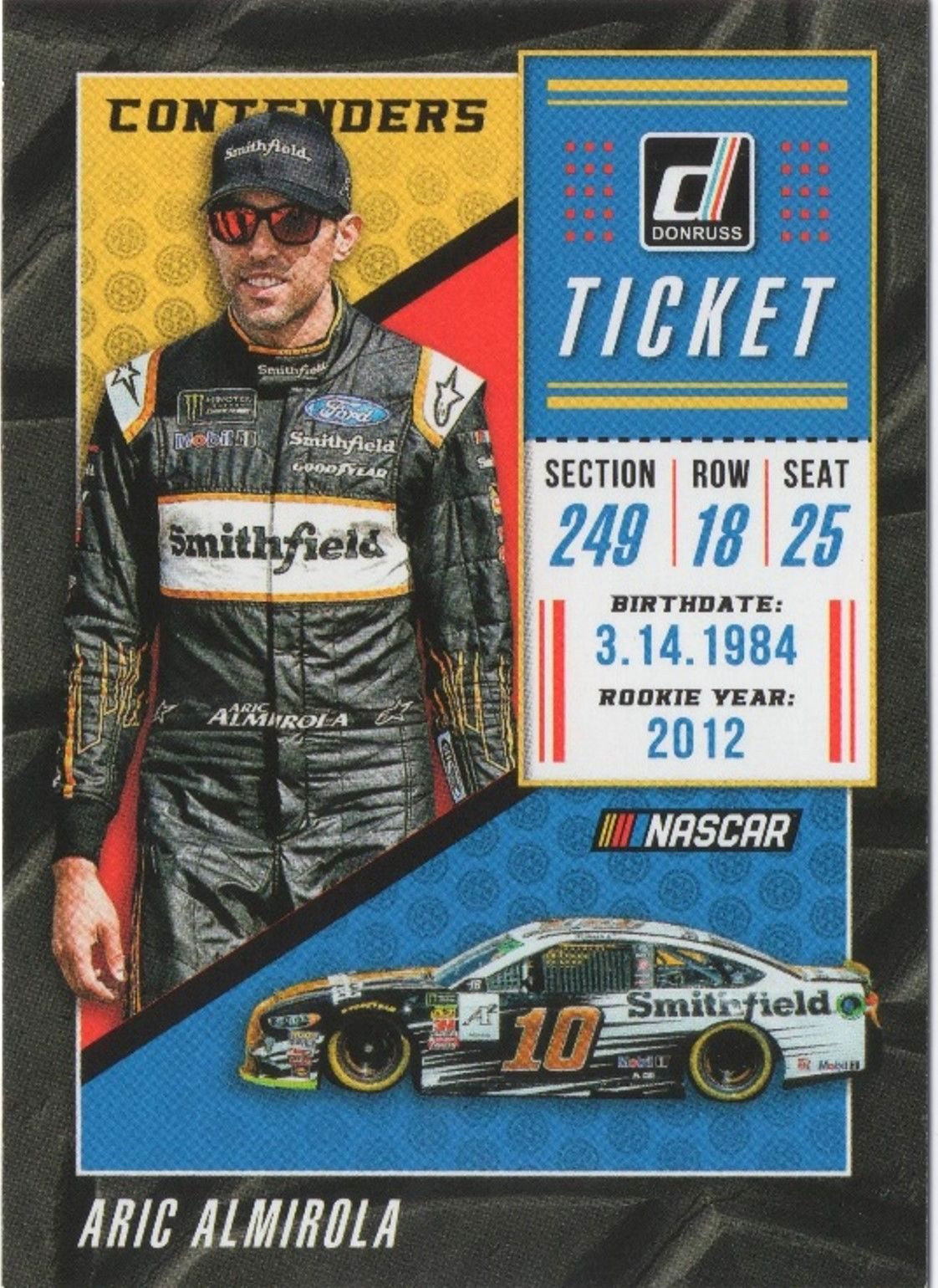 2019 Panini Donruss Racing ARIC ALMIROLA Donruss Contenders Ticket #C6