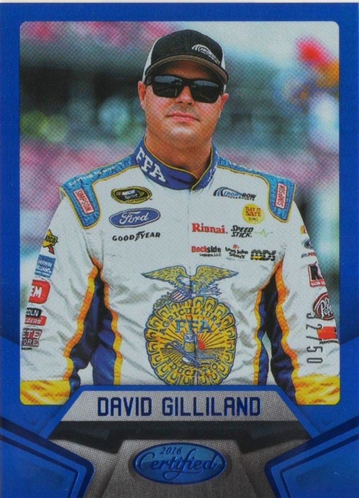 2016 Panini Certified Racing DAVID GILLILAND Blue Holo /50 #37