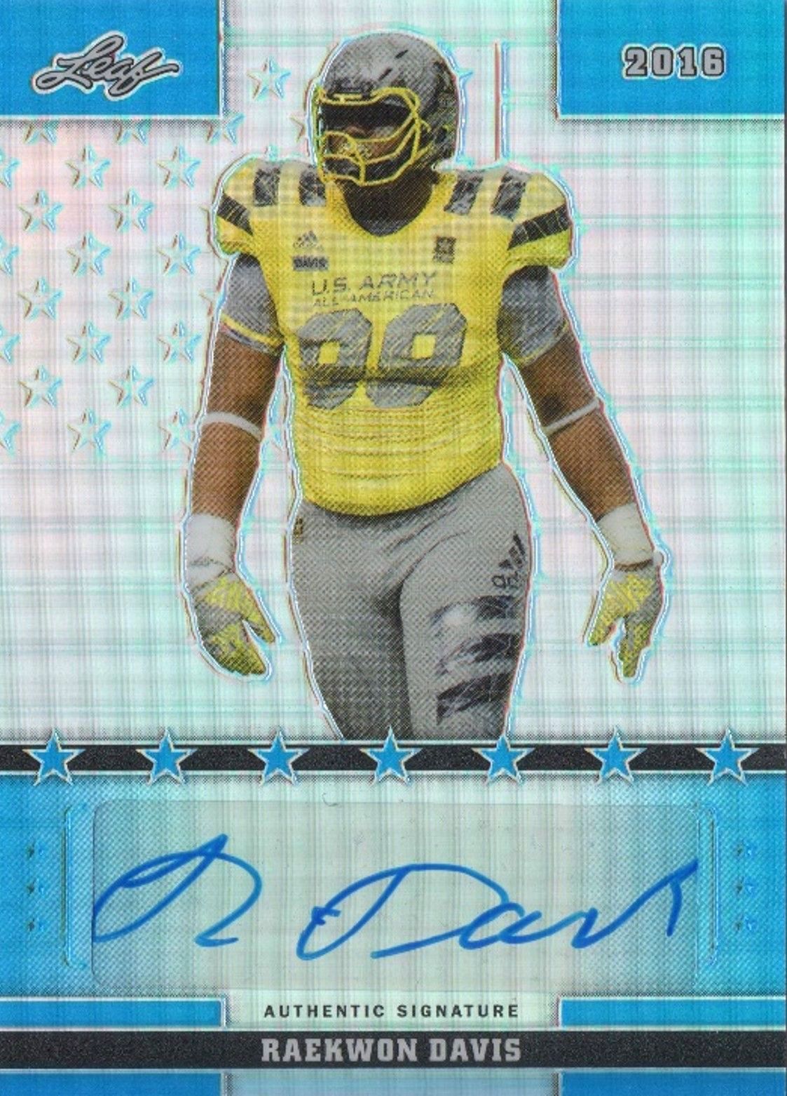 2016 Leaf US ARMY All-American Bowl RAEKWON DAVIS Rookie Autograph Blue /12