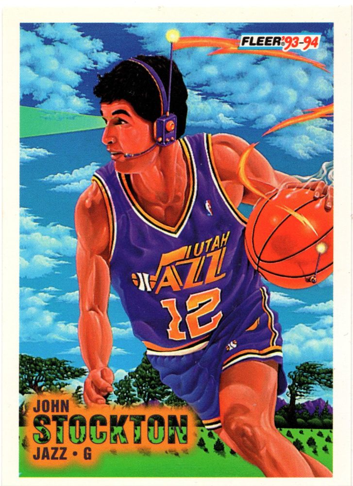 1993-94 Fleer Basketball JOHN STOCKTON Illustrations "Point Perfect" #236