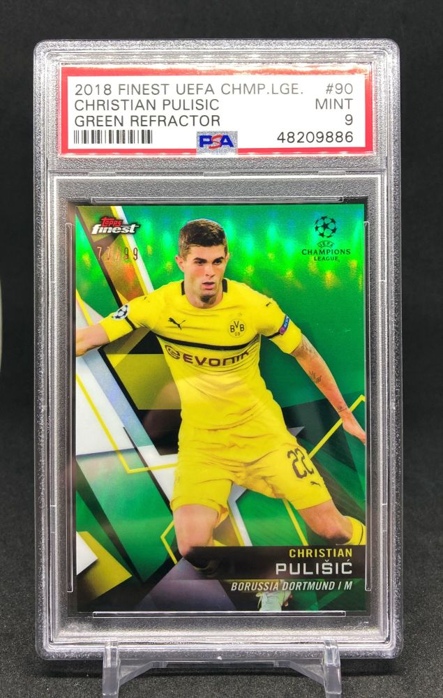2018-19 Topps Finest Champions League CHRISTIAN PULISIC Green Refractor /99 #90 (PSA 9)