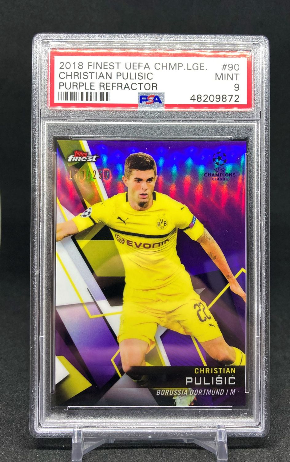 2018-19 Topps Finest Champions League CHRISTIAN PULISIC Purple Refractor /2