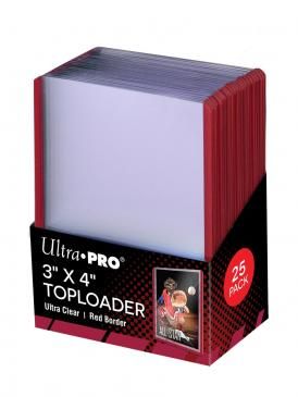 Ultra Pro 3" X 4" Red Border Standard Toploader 25ct