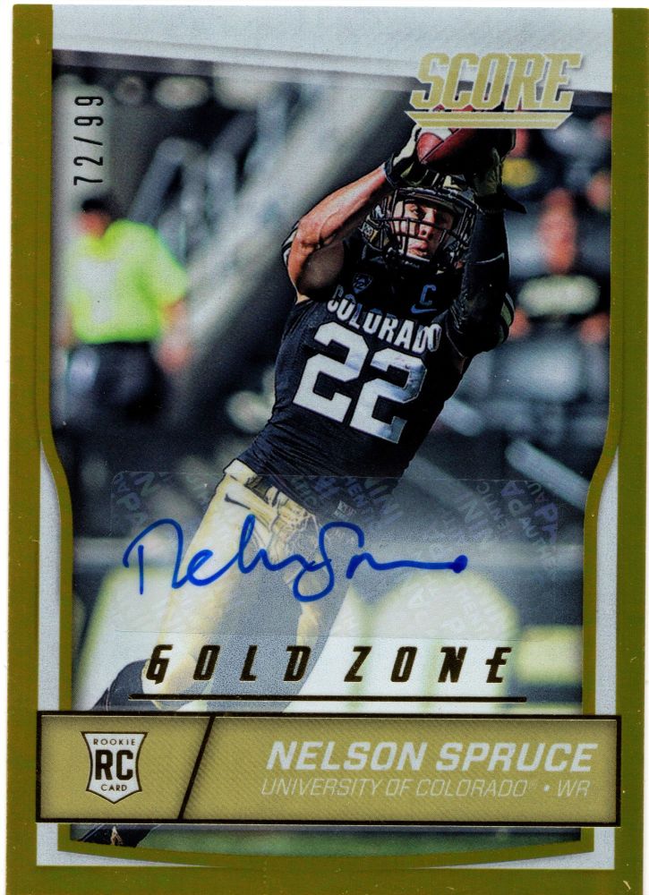 2016 Panini Score NELSON SPRUCE Rookie Gold Zone Autograph /99 #378
