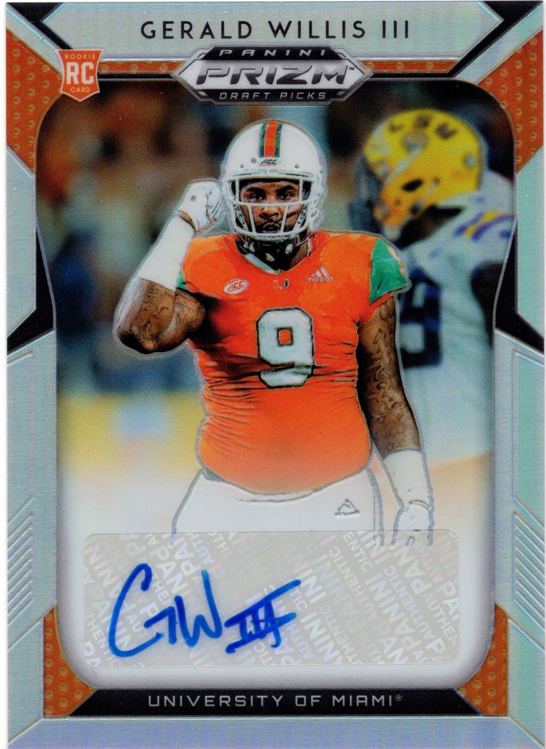 2019 Panini Prizm Draft Picks GERALD WILLIS III Rookie Silver Prizm Autogra