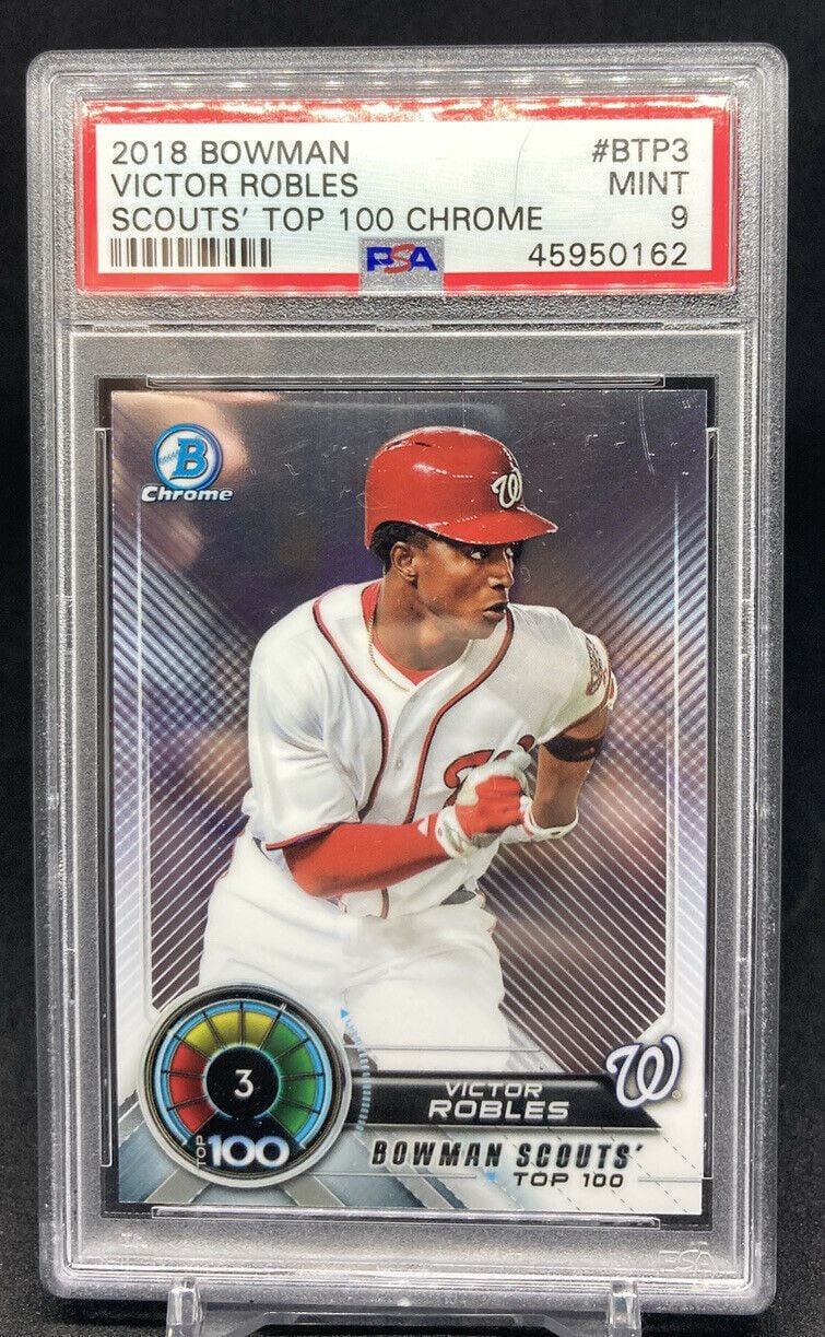 2018 Topps Bowman VICTOR ROBLES Scouts’ Top 100 Chrome  #BTP3 (PSA 9)