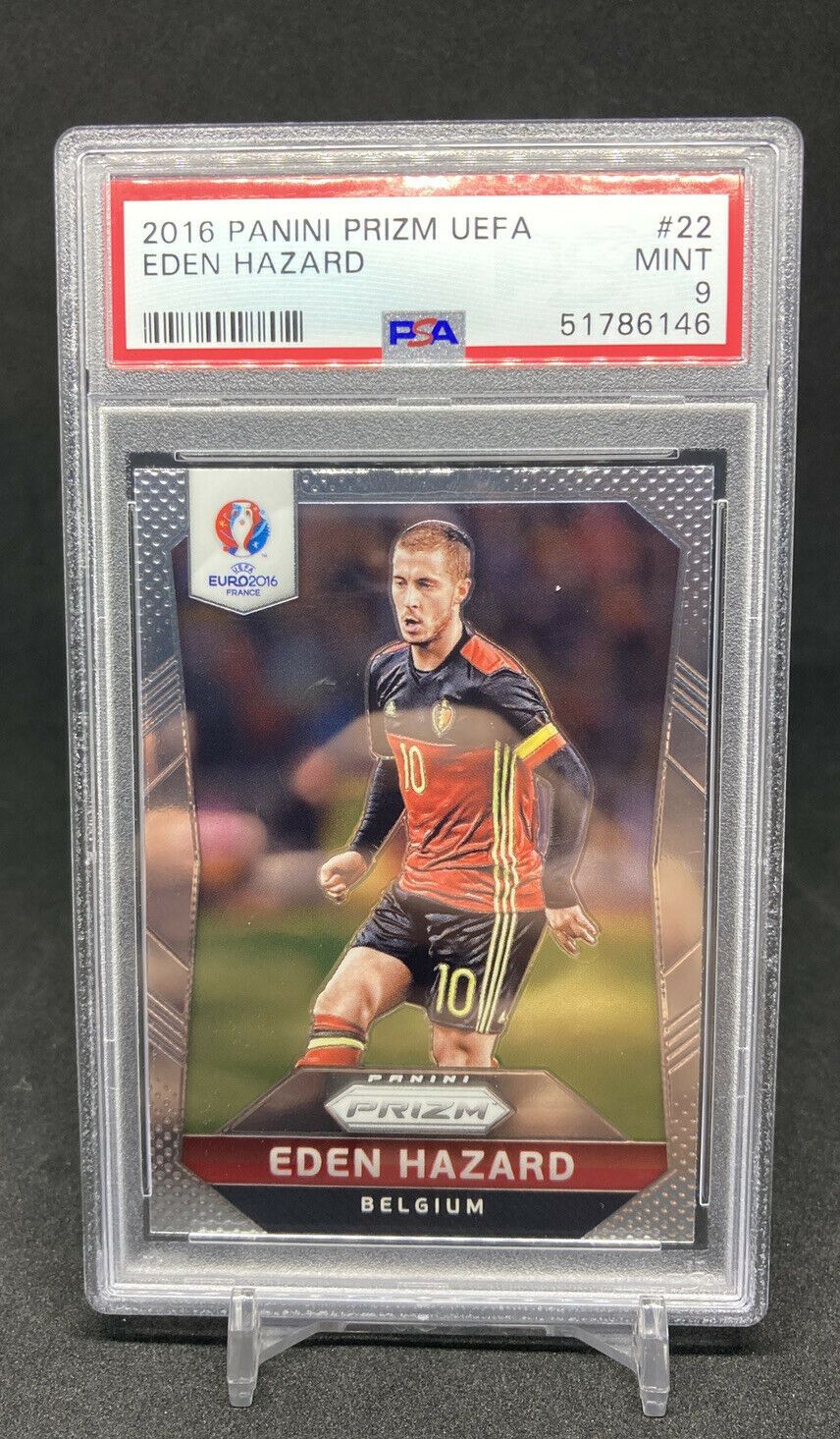 2016 Panini Prizm Euros Soccer EDEN HAZARD Base Card #22 (PSA 9)