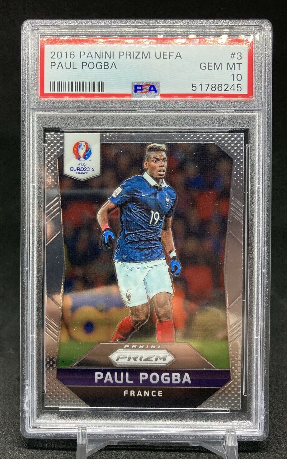 2016 Panini Prizm Euros Soccer PAUL POGBA Base Card #3 (PSA 10)