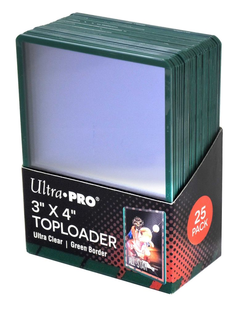 Ultra Pro 3" X 4" Green Border Toploader 25ct