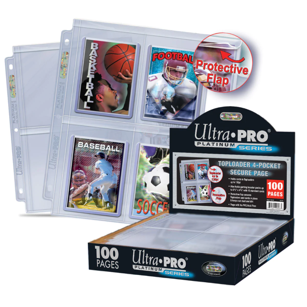 Ultra Pro 4-Pocket Secure Platinum Page For Toploaders (100 Pages)
