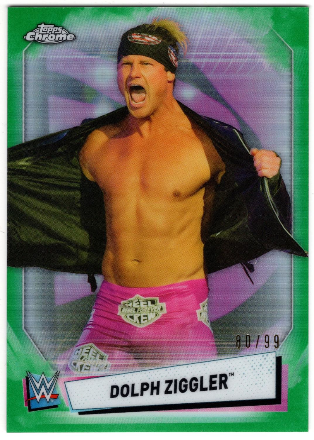 2021 Topps WWE Chrome DOLPH ZIGGLER Green Refractor /99 #55