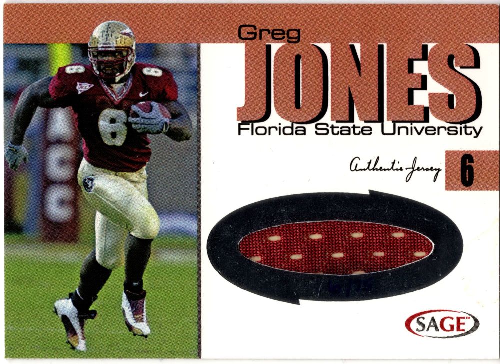2004 Sage GREG JONES Rookie Jersey Patch /75 #J8