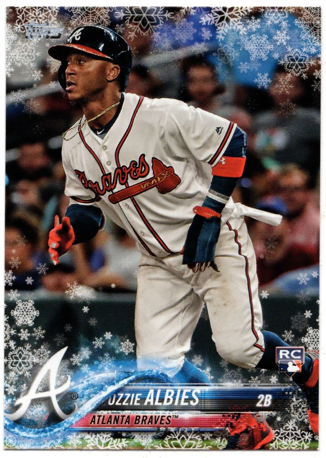 2018 Topps Holiday OZZIE ALBIES Rookie Metallic Snowflake Variation #HMW140