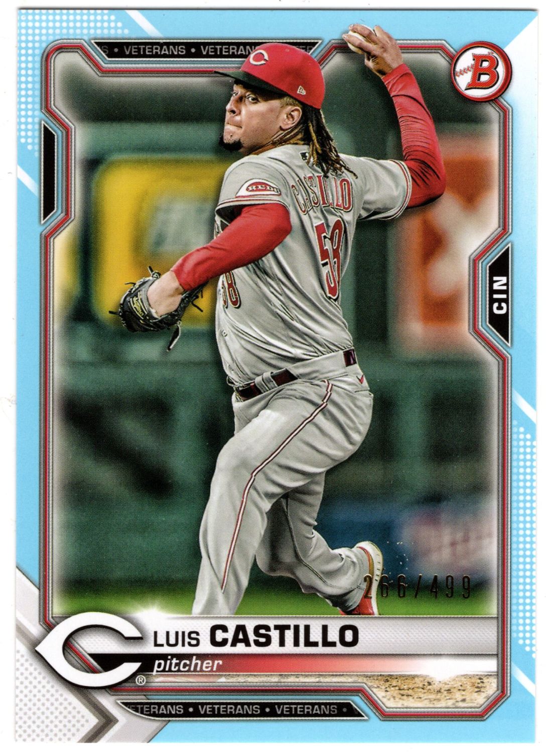 2021 Topps Bowman LUIS CASTILLO Sky Blue /499 #55