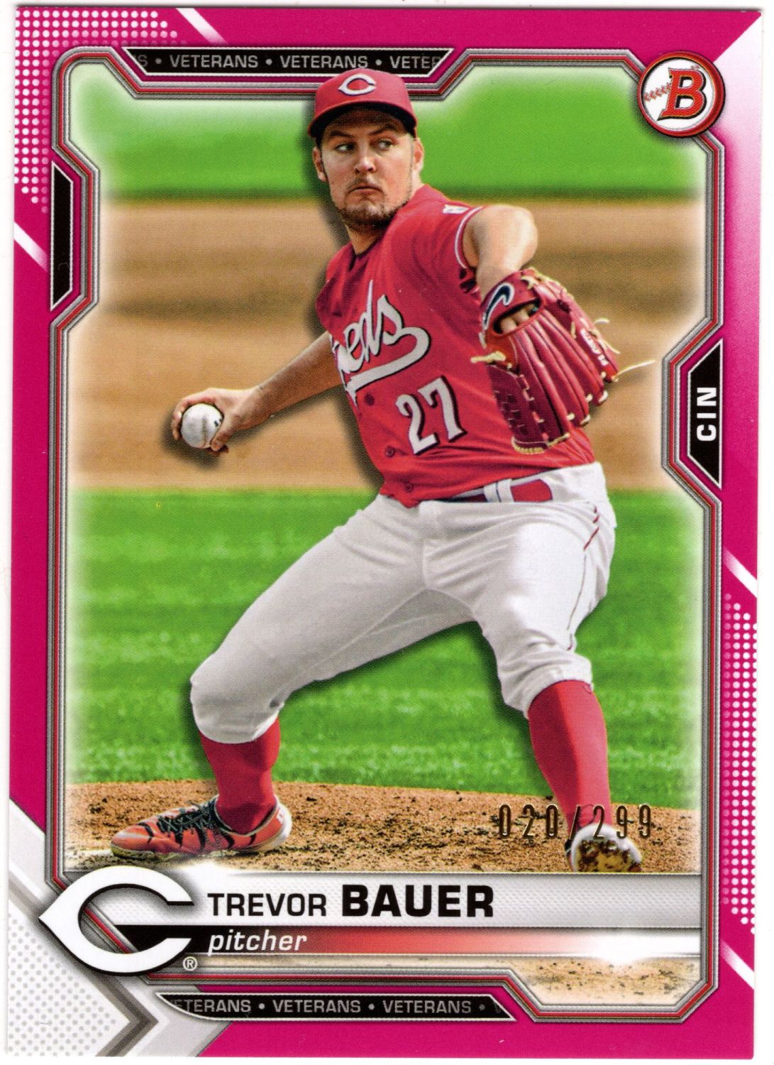 2021 Topps Bowman TREVOUR BAUER Pink /299 #9