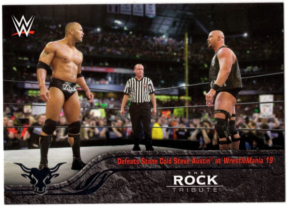 2016 Topps WWE Road To Wrestlemania THE ROCK Tribute - Defeats Stone Cold S