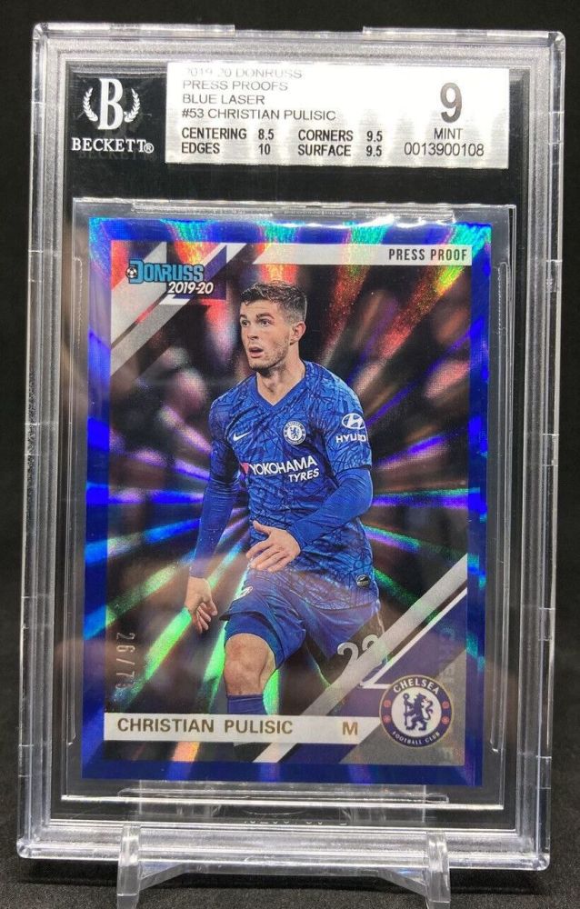 2019-20 Panini Chronicles Soccer CHRISTIAN PULISIC Blue Laser Press Proof /75 #53 (BGS 9)