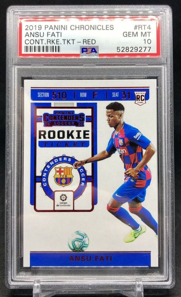 2019-20 Panini Chronicles Soccer ANSU FATI Contenders Rookie Ticket Red Parallel #RT4 (PSA 10)