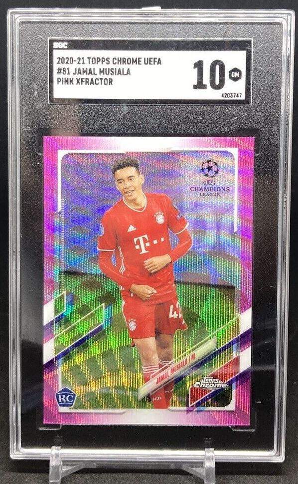 2020-21 Topps Chrome UCL JAMAL MUSIALA Rookie Pink Xfractor Refractor #81 (